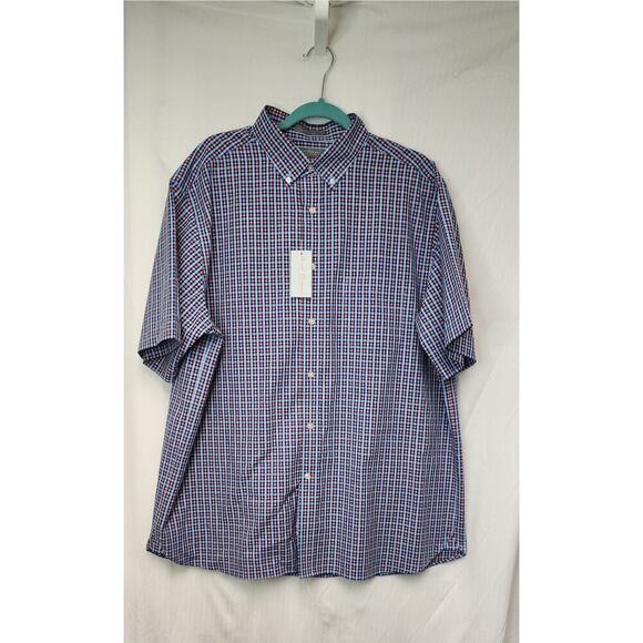 Daniel Cremieux Signature Label Plaid Cotton Short Sleeve Shirt XL Blue/Red - Picture 3 of 9